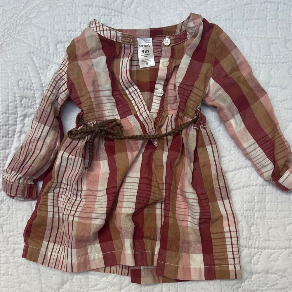 Carter's Multicolor Plaid Dress with Belt
